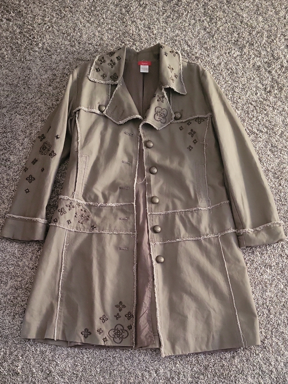 Olive Embellished Women's Trench Coat